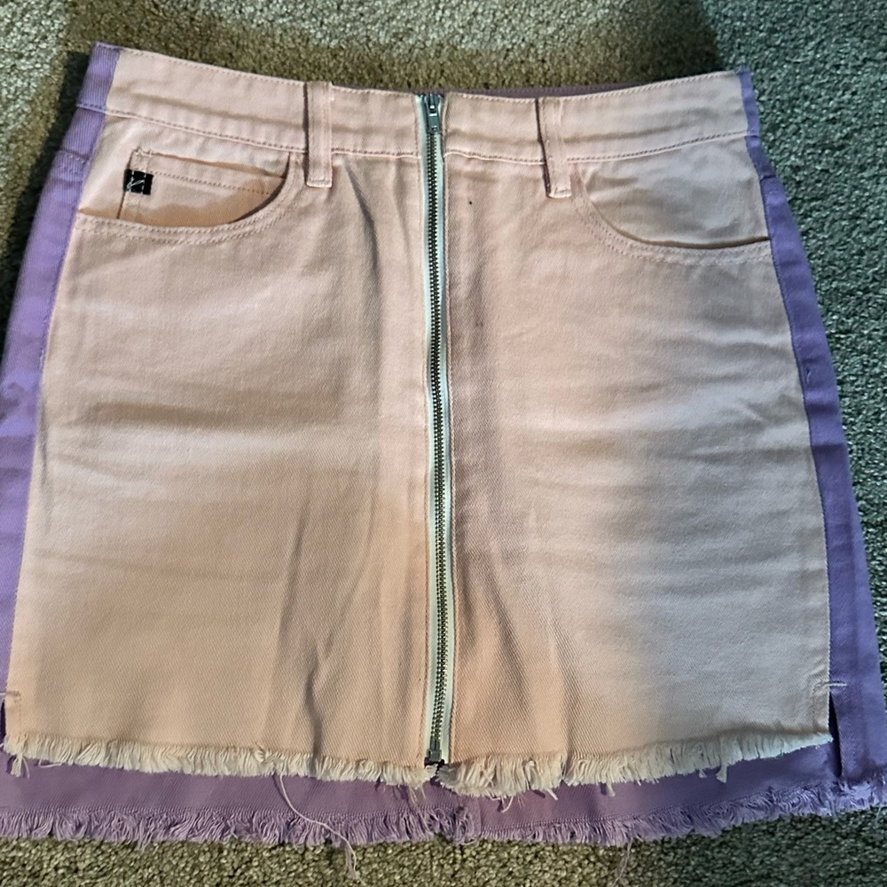 VICI pink and purple jean skirt